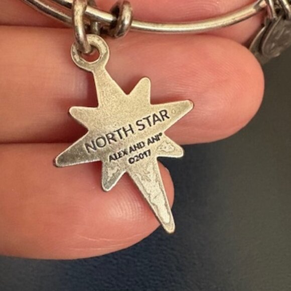 Alex + Ani North Star Matte Silver Expandable Charm Bracelet Unisex Made in USA - Picture 2 of 4